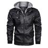 Motorcycle Leather Jacket Men's Slim Fit Zipper PU Jacket Autumn Men's Leather Jacket Jacket Black
