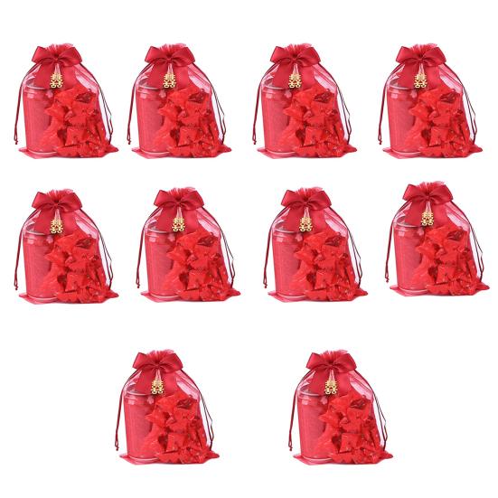 10 шт. Свадебный мешочек Подробный Легко носить Тщательное исполнение Китайский красный Затягивающийся Подарочный мешок для магазина