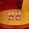 Original New Year's Lucky Rabbit Earrings Female Guochao Retro Natal Year Zodiac Chinese Wind Ear Jewelry