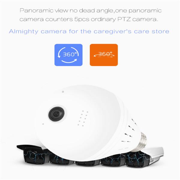 960P Wi-Fi Панорамная камера Лампа 360 градусов «рыбий глаз» Беспроводная домашняя безопасность Видеонаблюдение Night V