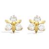 [B9390] - Gold Plated 'Harmonie' Earrings Golden White - 6 Mm