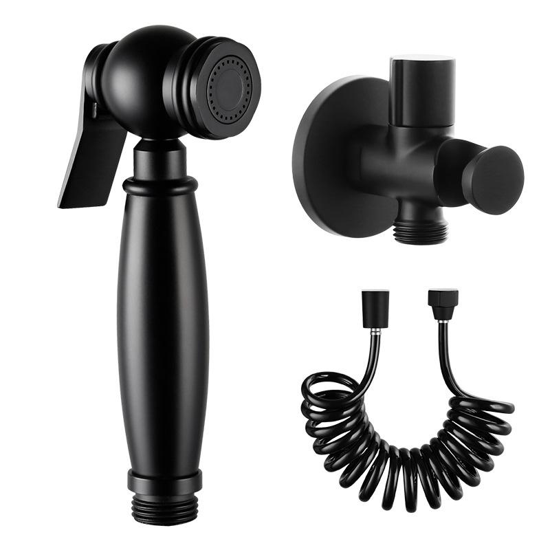 Hongdec Matte Black Wall-Mounted High Pressure Brass Bidet Sprayer Set Easy Installation Contemporary Design for Bathroom Use