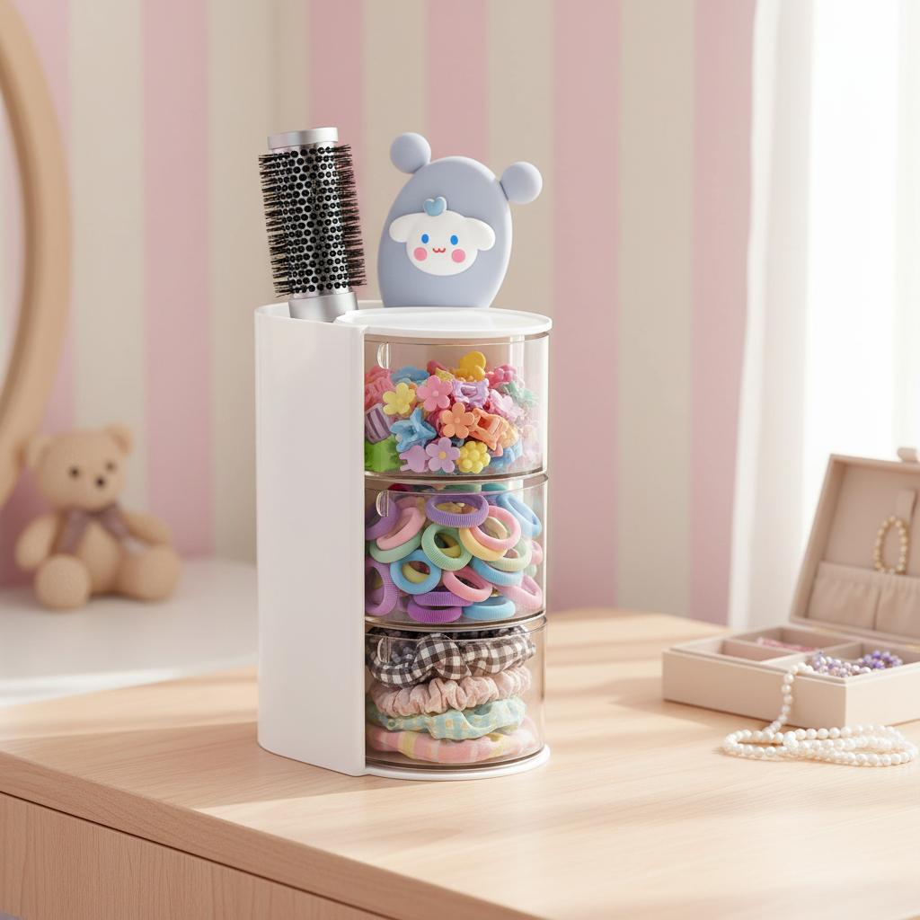 Rotating Makeup Brush Organizer Holder For Cosmetic Puff Lipstick Storage With Clear View And Non Slip Base