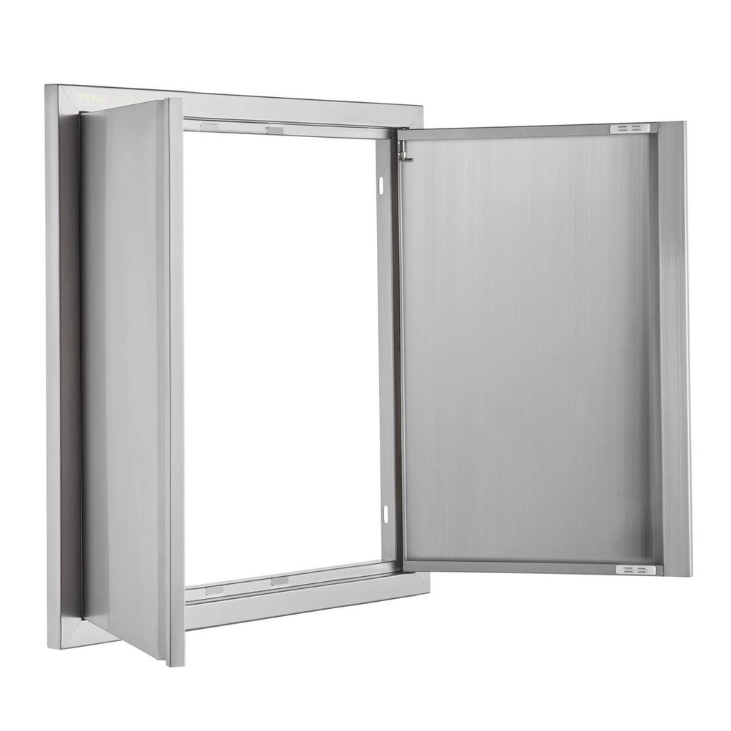 BBQ Access Door, 610x610 mm Double Outdoor Kitchen Door, Stainless Steel Flush Mount Door, Wall Vertical Door with Recessed Handles , for BBQ Island,