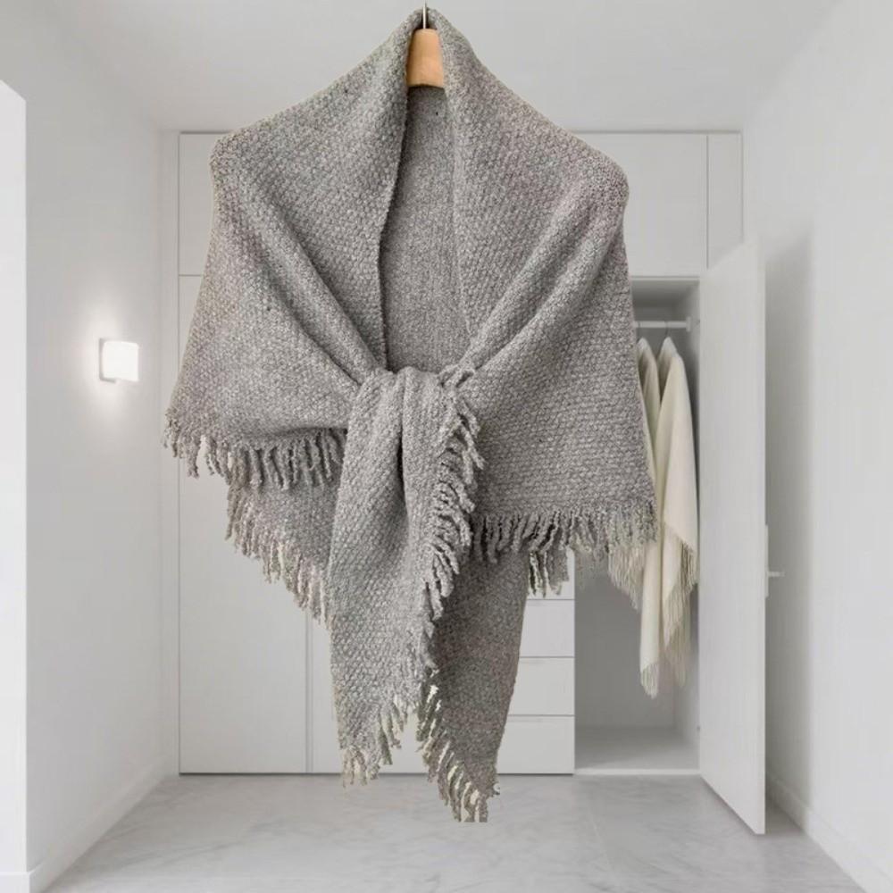 Wool‑Blend Knitted Scarf Tassel Wrap Shawl Chic Neck Warmer Indoor