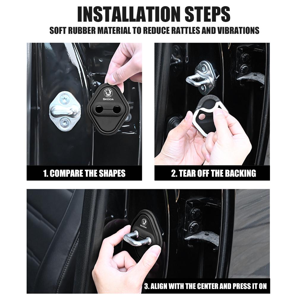 RYYX4 2/4PCS Silicone Car Door Lock Protector Cover Buckle Auto Accessories For Skoda Octavia Kamiq Fabia Kodiaq Rapid Karoq Scala S