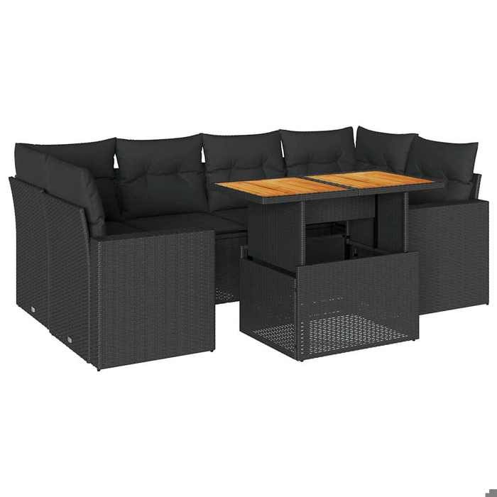 Maison Exclusive - Salon de jardin 7 pcs avec coussins noir résine tressée