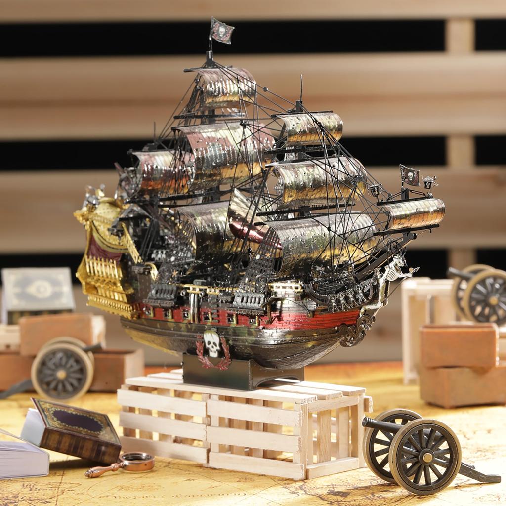 Piececool 3D Queen Sailing Pirate Metallic Nano 3D Metal Made of Assembly No Glue 5 Star Difficulty For Intermediate Collection Figurine Puzzle,