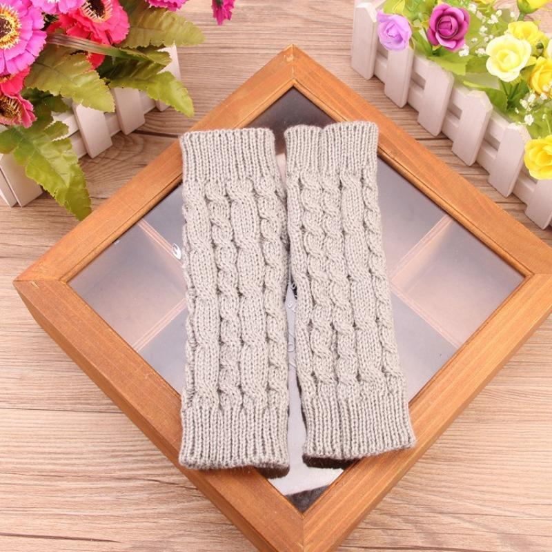 New Women Hand Warmer Autumn Winter Fashion Knitting Faux Wool Mitten Warm Fingerless Female Gloves