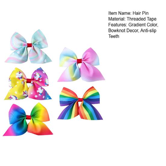 5 шт. детские заколки для волос градиентного цвета в радужную полоску с бантом Декор заколки для волос для девочек аксессуары для волос обратно в школу Рождественский подарок