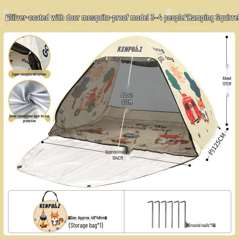 Kids' Quick-Open Beach Tent: Folding, Ultra-Portable Outdoor Camping Gear