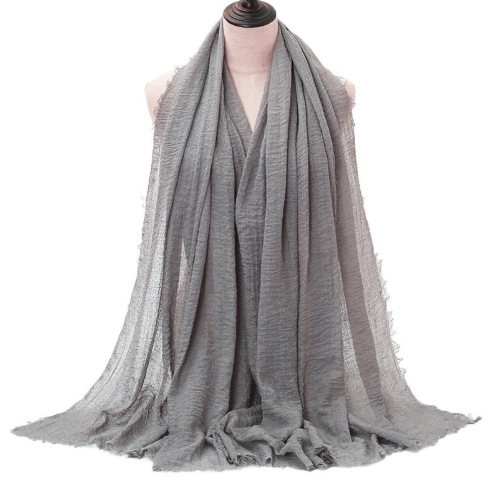 10 Colors Crinkle Hijab Scarf Cotton Linen Bubble Solid Turban Pleated Plain Hijab