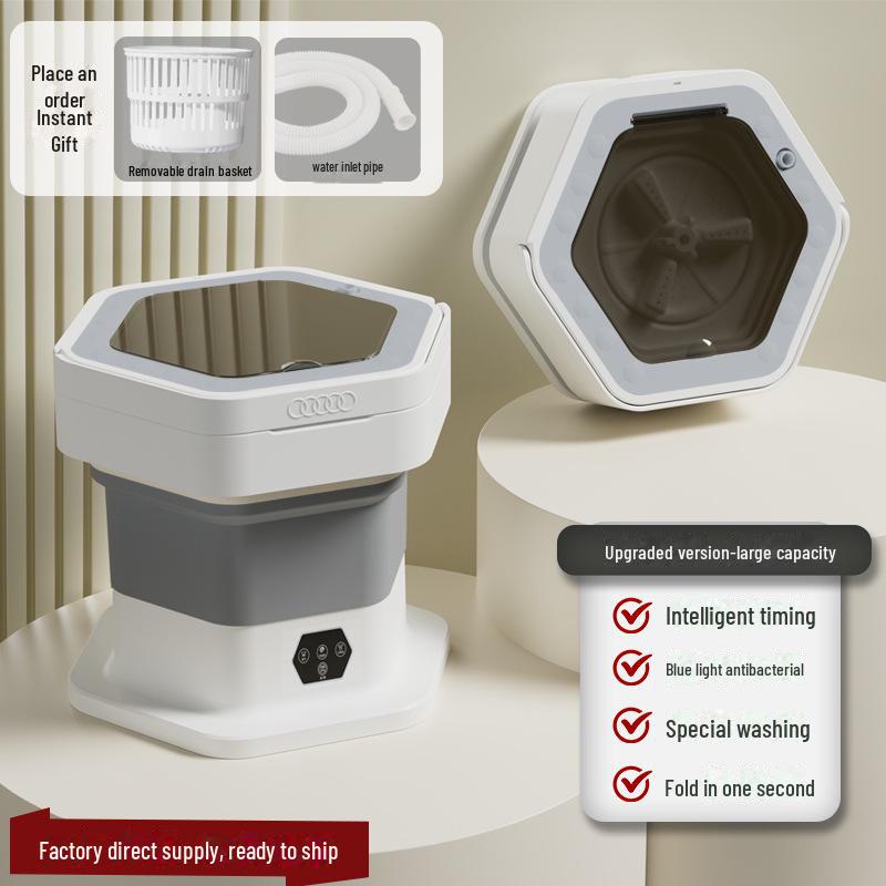 Портативная мини-стиральная машина: Компактная автоматическая стиральная машина с сушилкой для общежитий и детской одежды