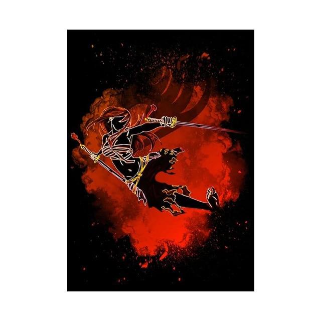 Японское аниме-персонаж, украшение, фреска, плакат «Хвост феи», холст, живопись и настенные художественные принты для детской комнаты для современного домашнего декора, без рамки