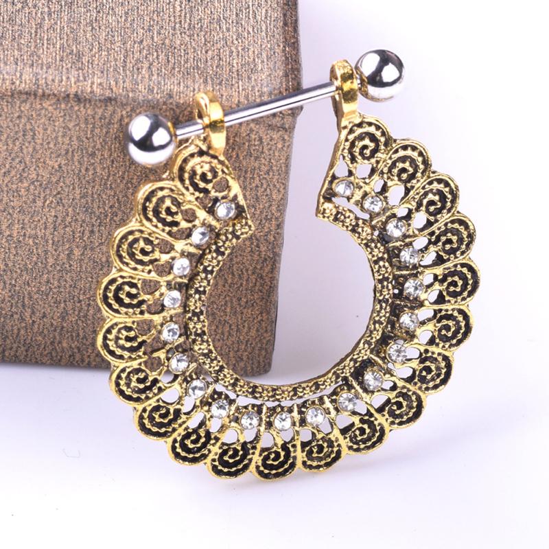 RUI RUI YU Women Bohemia Retro Style Delicate Hollow Out Nipple Piercing Ring