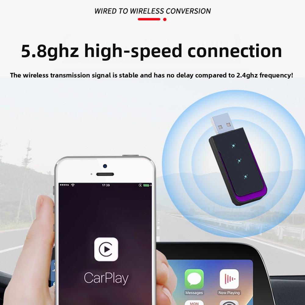 2 in1 Wireless CarPlay Dongle for OEM Wired CarPlay Carbon USB Wired To Wireless CarPlay Android Auto Plug and Play Mental Shell