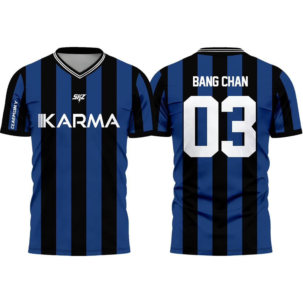 Karma SKZ Hyunjin 04 Soccer Jersey 3D Quick Dry T-Shirt For Men Women Sports Fan Tee Summer, outdoor sports, training clothes