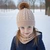 Набор из 3 предметов для женщин: Шапка, Шарф, Перчатки. Однотонный, с декором в виде помпона, фактурой «косы», с флисовой подкладкой. Шапка, Шарф-труба, Перчатки