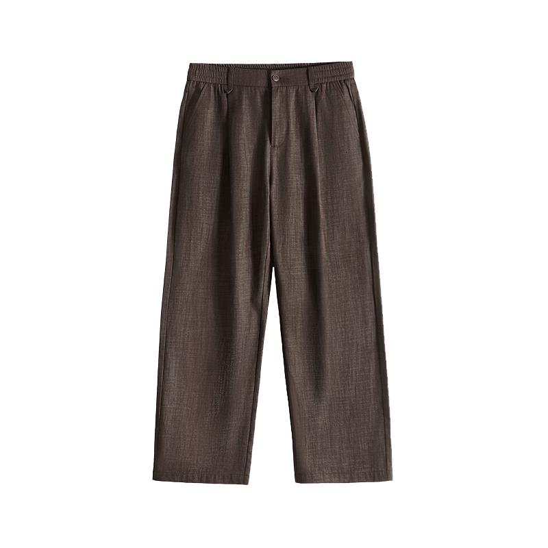 HAUT TON Men's Bamboo Weave Pleated Casual Trousers