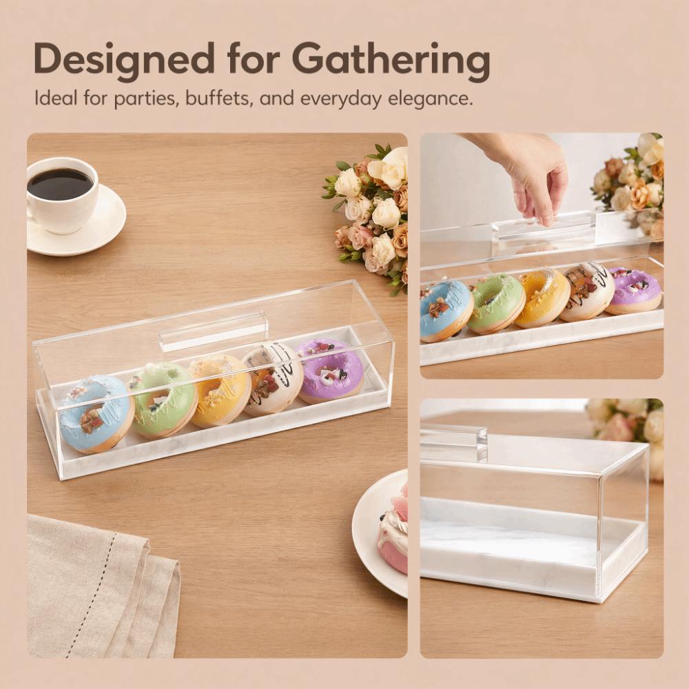 Acrylic Material Dessert Serving Tray Rectangular Dessert Holder Tray Party Dessert