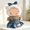 [Cloth Only] Doll Clothes Striped Shirt, Denim Belted Skirt Set, Casual Backpack Doll Accessory