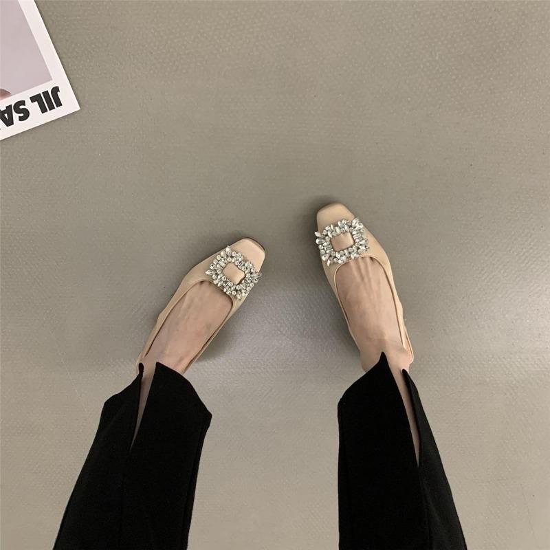 New Summer Fashion Elegant Mule Women Sandals Rhinestone Flat Ballet LuxuryWomen High Heels Casual Sandals Women