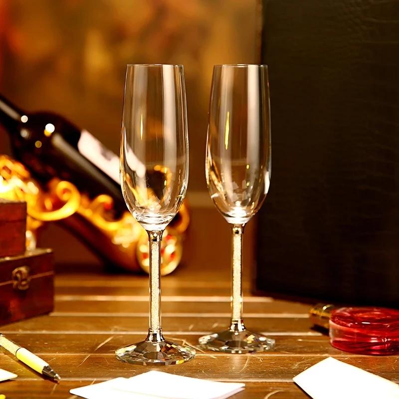 Набор свадебных бокалов из 2 шт., европейский стиль, алмазные бокалы для вина, боросиликатное стекло, бокал для шампанского, подарки на день Святого Валентина, 260 мл