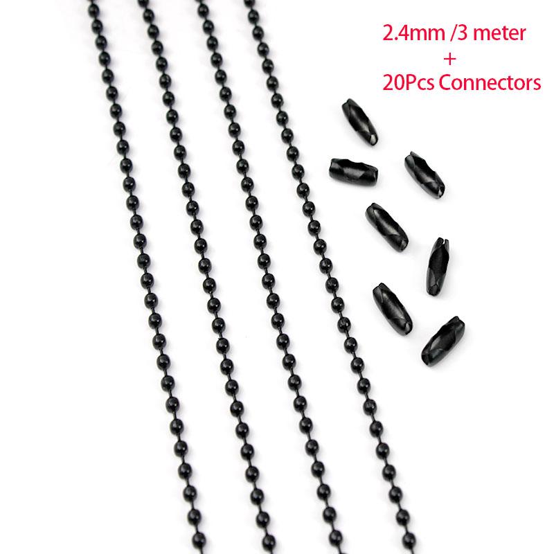 3-5 метров 2,4 мм шариковая цепь с 20 шт. застежкой из нержавеющей стали, оптовые шариковые цепочки для изготовления ожерелий, ювелирных изделий, аксессуары