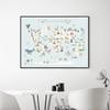 Настенный художественный постер для детской комнаты с принтом карты мира животных, мультяшная картина на холсте для детей, спальни, скандинавские картины, декор для детской комнаты
