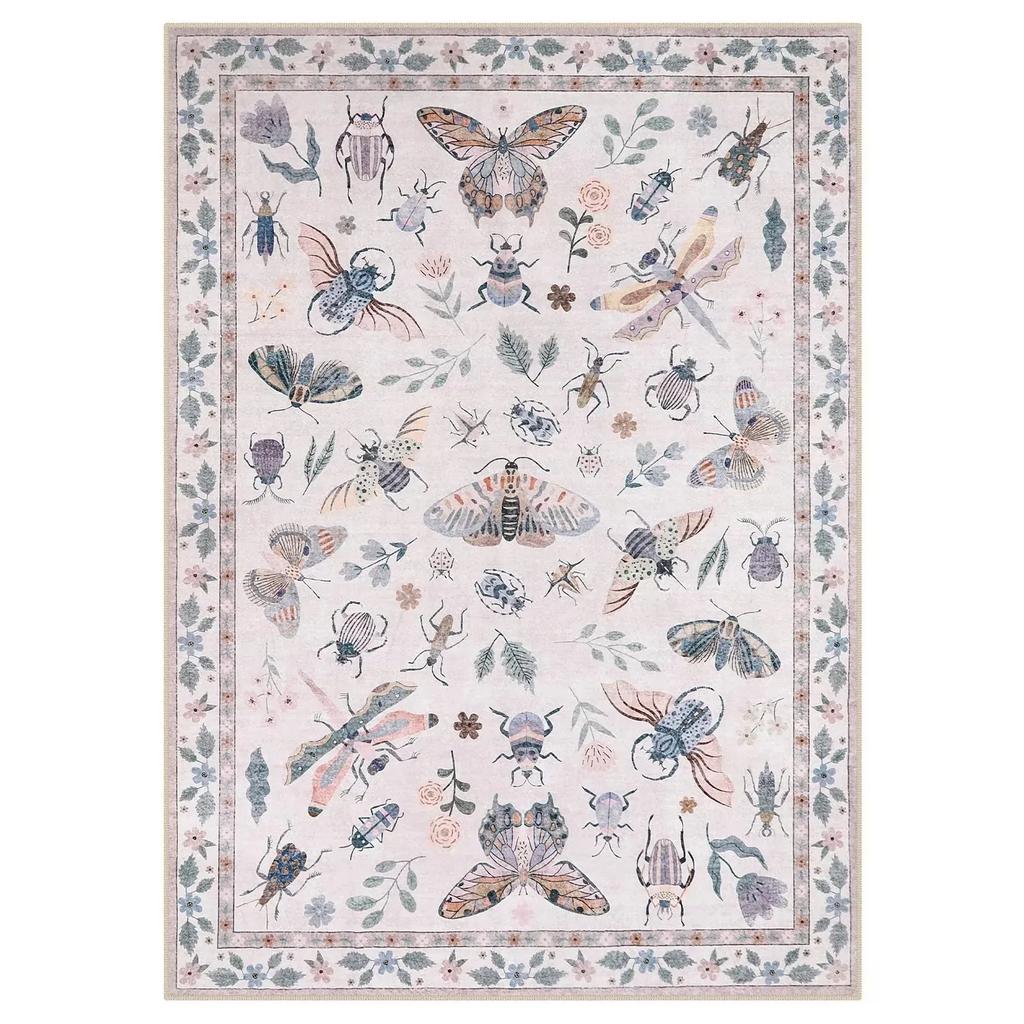 Elegant Botanical Insect Print Rug for Modern Living Room, Bedroom and Kitchen Dining Non-Slip Decor Washroom Floor Mat Alfombra