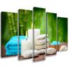 Five Piece Picture Canvas Print Zen Candle Bamboo Stone
