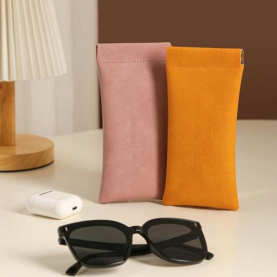 Sunglasses Pouch Soft Home Supply Solid Colour Elastic Opening Auto Closure Sunglasses Pouch Practical Protective Lightweight