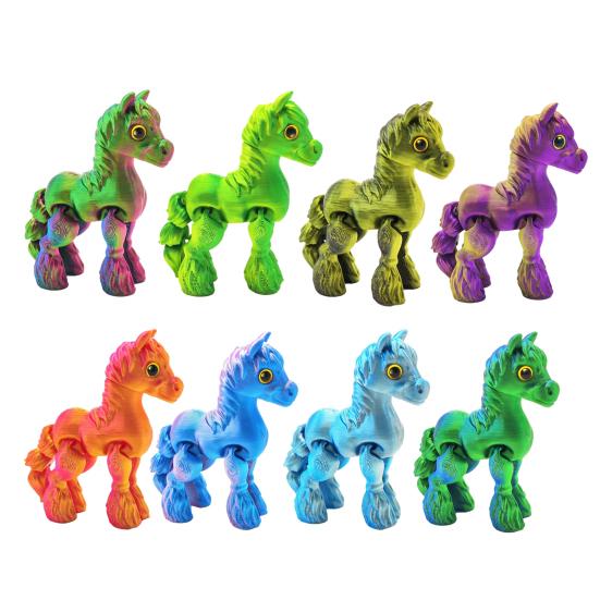 Фигурка лошади, напечатанная на 3D-принтере, с подвижными суставами, статуэтка пони, игрушка-антистресс, развивающая модель животного, настольное украшение