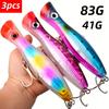 3 шт. рыболовных приманки-попперы из углеродистой стали высшего качества с 3D-глазами, прочные твердые приманки из АБС-пластика 41G/83G с тройными крючками для ловли окуня