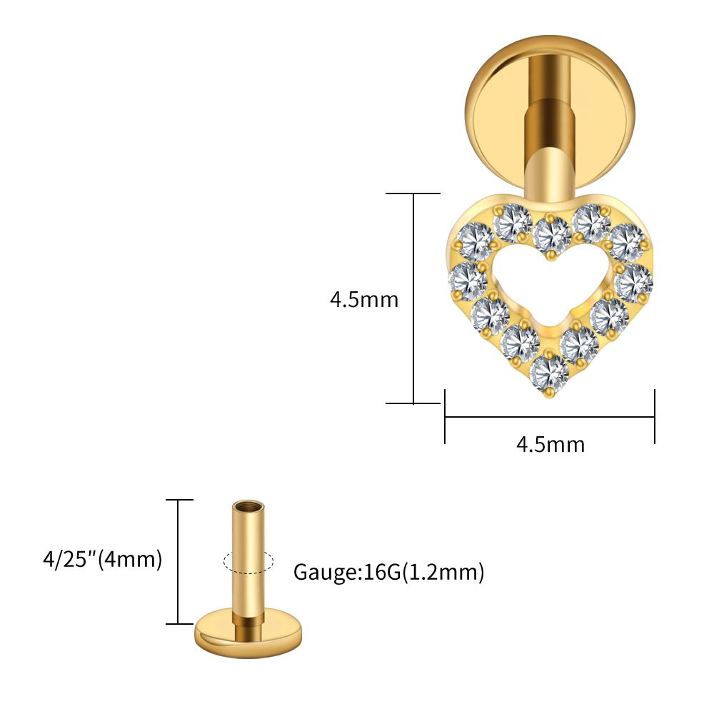 Правая Мини Серьга для Хряща Уха из Титана ASTM F136 16G Изящный Лабрет-Гвоздик с Плоской Задней Стороной для Пирсинга Козелка, Хряща Уха