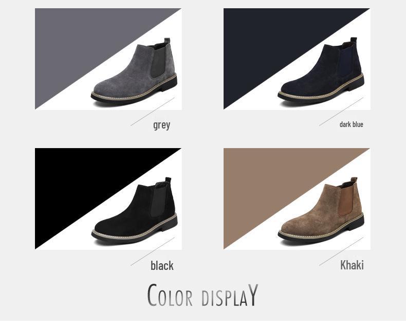 Модные Мужские Кожаные Ботинки Челси для Молодежи: Дышащие замшевые высокие кроссовки для повседневной и официальной носки