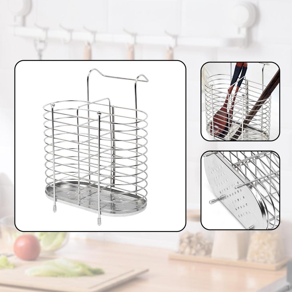 Chopsticks Holder Utensil Organizer for Forks Spoons Metal Cutlery Drainer Basket Tableware Storage
