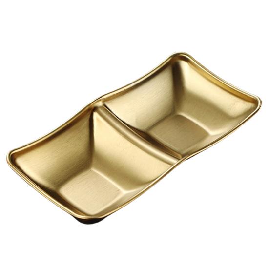 1/2/3 Grids Stainless Steel Seasoning Dish Korean Metal Barbecue Sauce Dipping Dish Plate BBQ Restaurant Kitchen Tableware