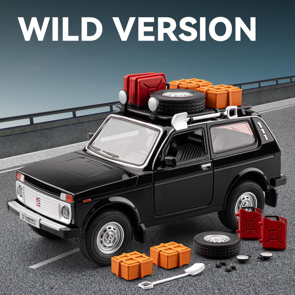 1/24 Российская LADA NIVA ВЕРСИЯ WILD Металлическая модель автомобиля Звук и свет Инерционная Детская игрушка Коллекционные предметы Подарок на день рождения