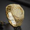 MISSFOX-мужские модные кубинские хип-хоп часы с бриллиантами и кварцевым календарем