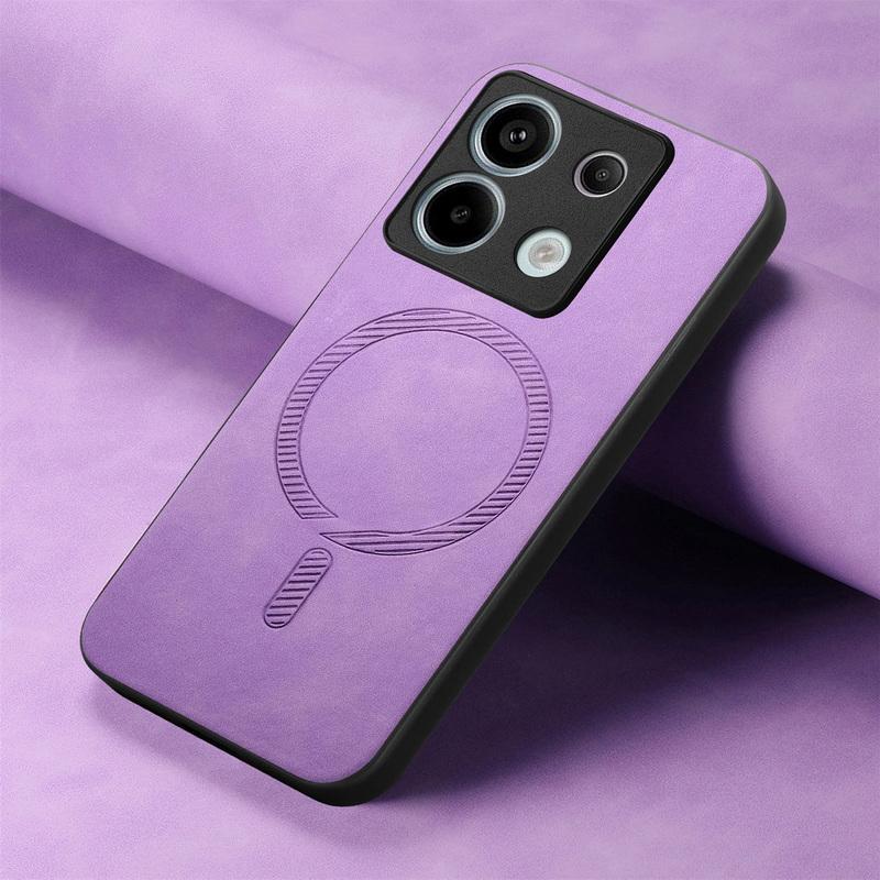 Luxury for Magsafe Magnetic Case for Xiaomi 13t Poco X6 F6 Pro Redmi Note 14 13 Pro K70e 13c PU Leather Shockproof Tpu Hybird Pc Solid Color Case