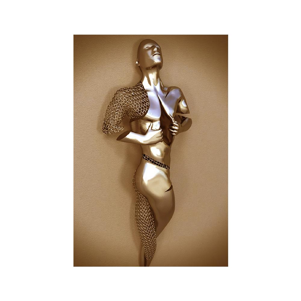 Современное абстрактное романтическое настенное искусство на холсте с 3D металлическими фигурами для декора гостиной