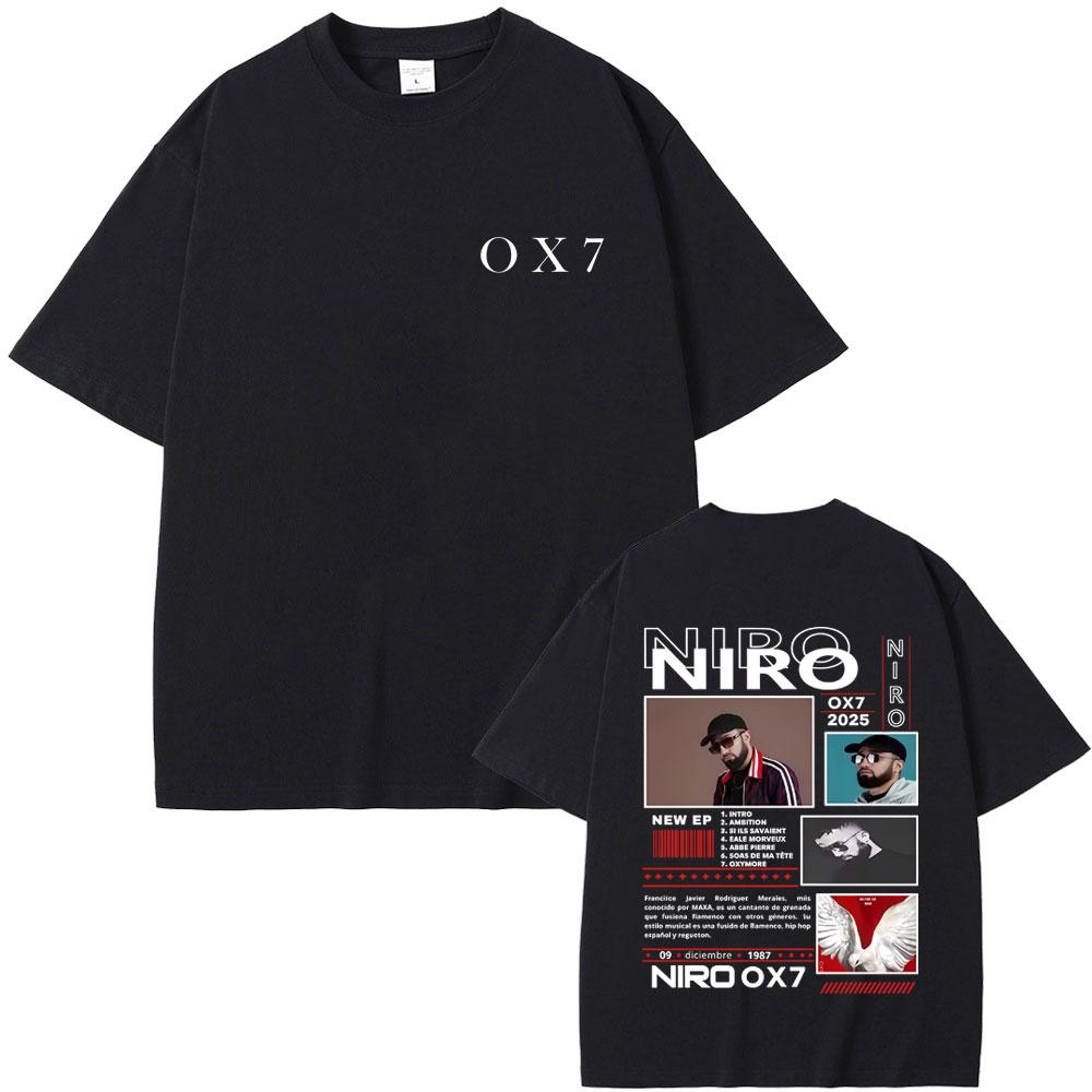 Rapper Niro OX7 Album Graphic T-shirt Unisex Women Hip Hop Fashion Pop Music T-shirts Male Casual Cotton Vintage T Shirt Streetwear