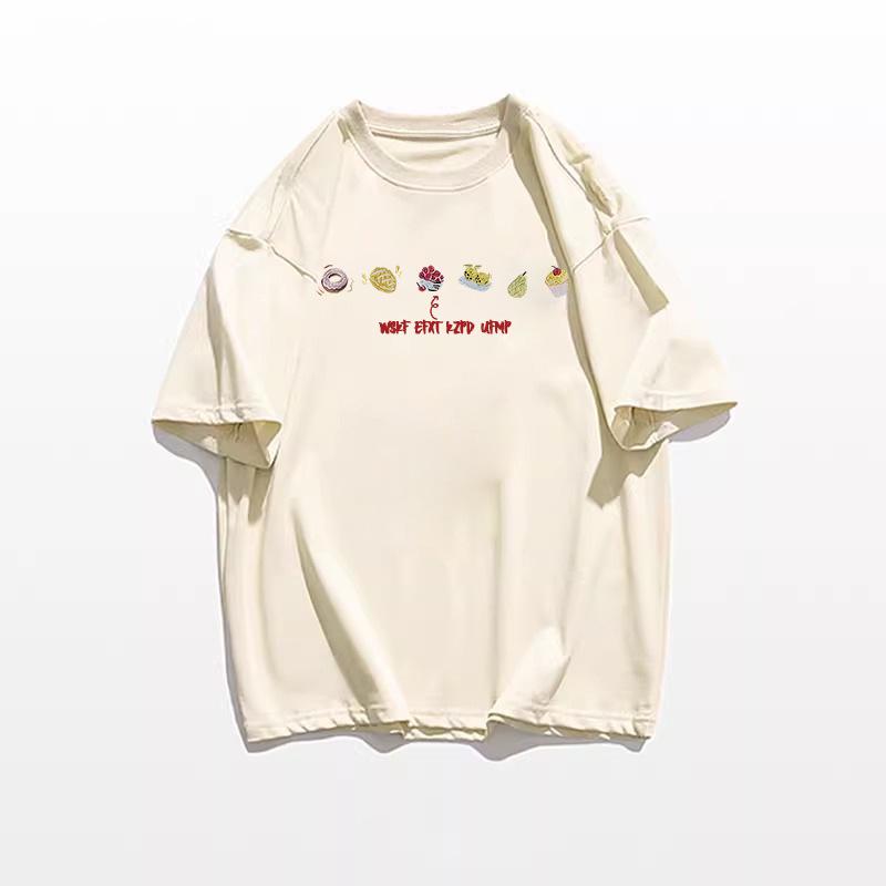 Летняя женская футболка свободного кроя из чистого хлопка с коротким рукавом - Дизайн в корейском стиле хай-стрит