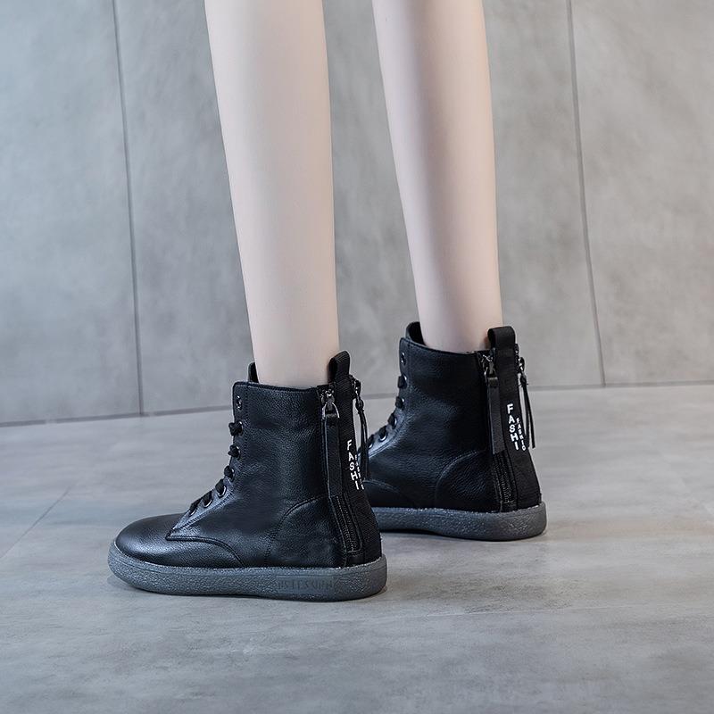 Высокие белые туфли на плоской подошве Короткие ботинки Martin Boots