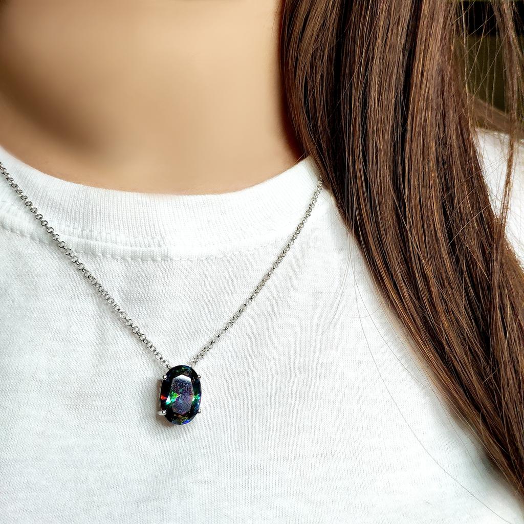 Серебряное колье с мистик топазом 9.78ct (2126409)