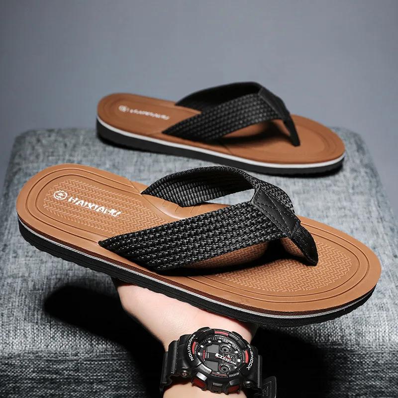 Мужские тапочки, новые летние дышащие мягкие повседневные тапочки на платформе, высококачественные нескользящие шлепанцы, пляжные тапочки