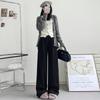 Широкие брюки женские весна и осень женская одежда новые свободные прямые драпированные повседневные длинные брюки с ленивой уборкой