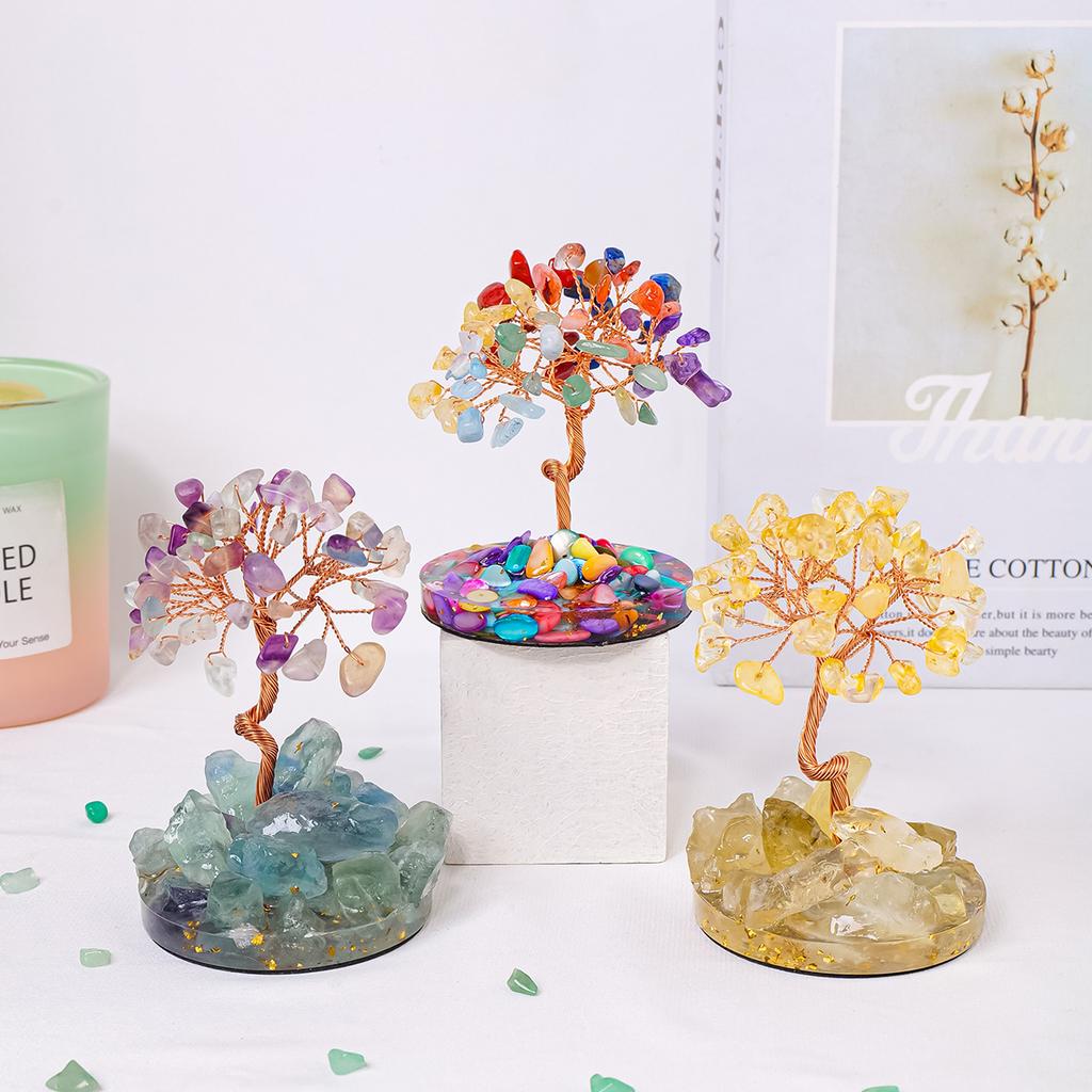 1 шт. Натуральные камни, 7 чакр, лечебные кристаллы, камни, дерево, домашний офис, стол, гостиная, украшение по фен-шуй для удачи, домашний декор
