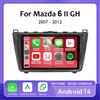 Автомобильный радиоприемник с центральным мультимедийным навигатором Android 14 4G+WIFI GPS-экран для Mazda 6 GH 2007-2012 Беспроводная стереосистема Carplay